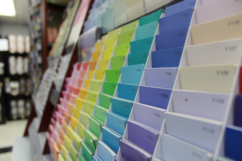 Paint swatches on display